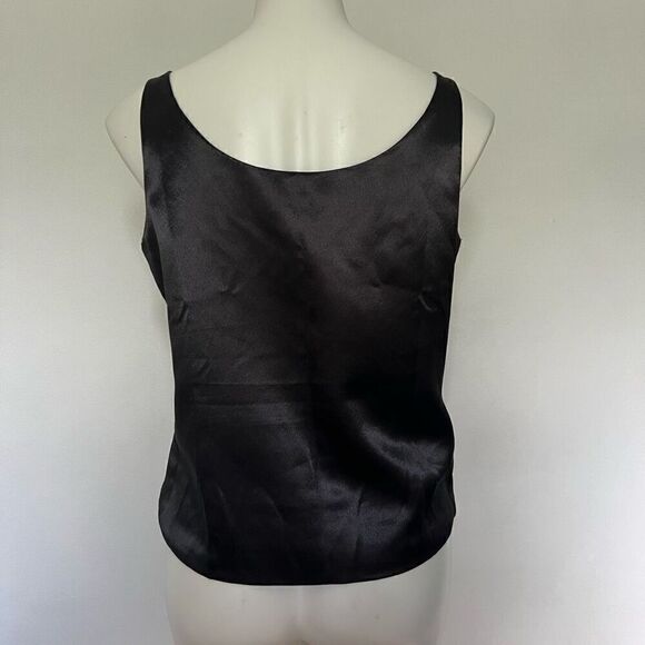 Victor Costa Satin Scoop Neck Basic Black Tank - Picture 6 of 6
